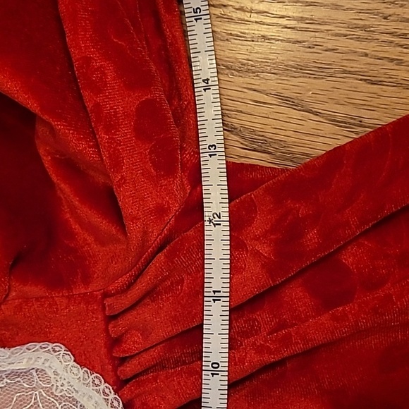 Vintage Red Velvet Dress with Lace Collar LOT G - Picture 7 of 8